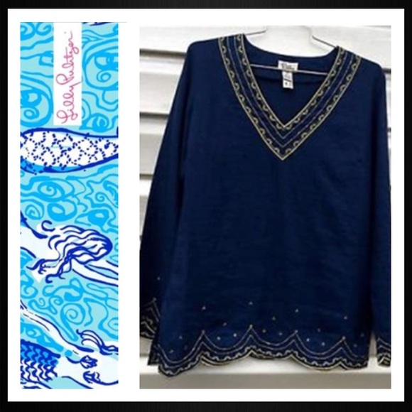 Lilly P linen tunic💙 - Picture 2 of 6